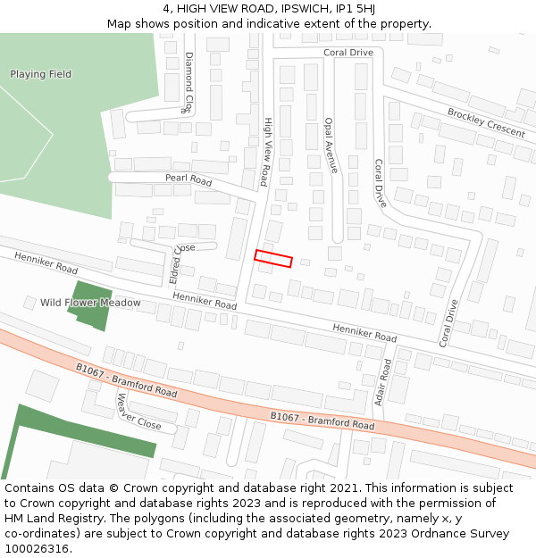 4, HIGH VIEW ROAD, IPSWICH, IP1 5HJ: Location map and indicative extent of plot