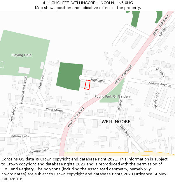 4, HIGHCLIFFE, WELLINGORE, LINCOLN, LN5 0HG: Location map and indicative extent of plot