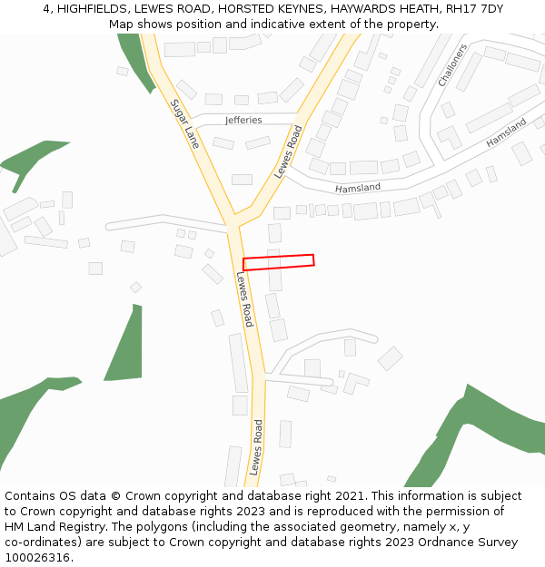 4, HIGHFIELDS, LEWES ROAD, HORSTED KEYNES, HAYWARDS HEATH, RH17 7DY: Location map and indicative extent of plot