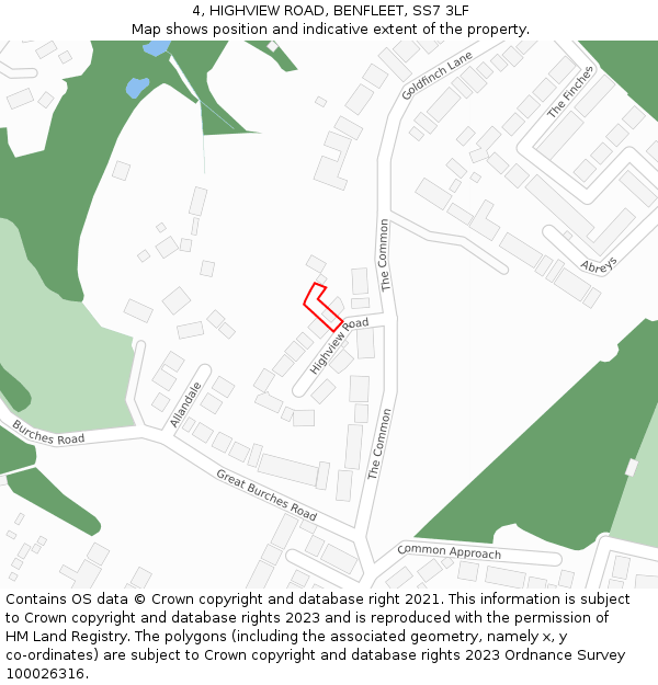 4, HIGHVIEW ROAD, BENFLEET, SS7 3LF: Location map and indicative extent of plot