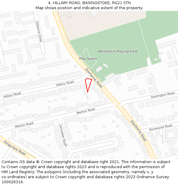 4, HILLARY ROAD, BASINGSTOKE, RG21 5TN: Location map and indicative extent of plot