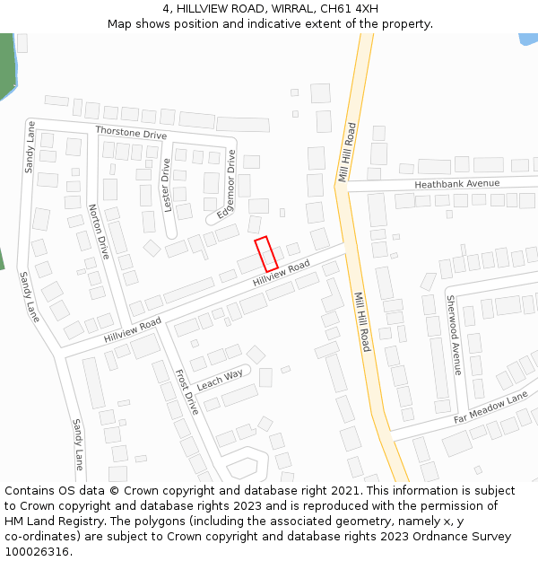4, HILLVIEW ROAD, WIRRAL, CH61 4XH: Location map and indicative extent of plot
