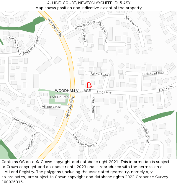 4, HIND COURT, NEWTON AYCLIFFE, DL5 4SY: Location map and indicative extent of plot