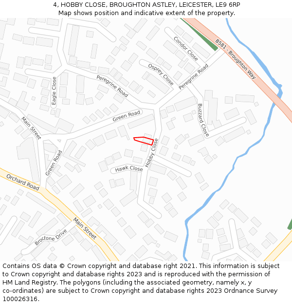 4, HOBBY CLOSE, BROUGHTON ASTLEY, LEICESTER, LE9 6RP: Location map and indicative extent of plot
