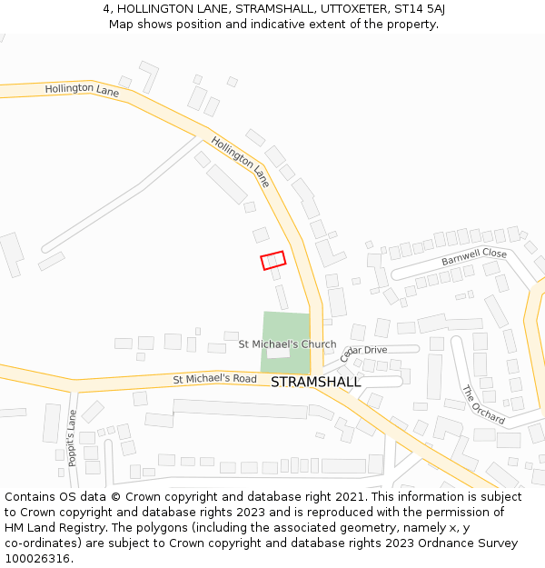 4, HOLLINGTON LANE, STRAMSHALL, UTTOXETER, ST14 5AJ: Location map and indicative extent of plot