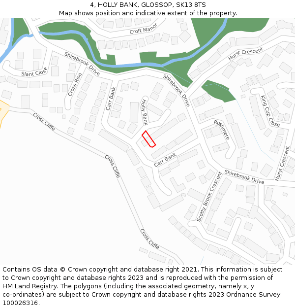 4, HOLLY BANK, GLOSSOP, SK13 8TS: Location map and indicative extent of plot