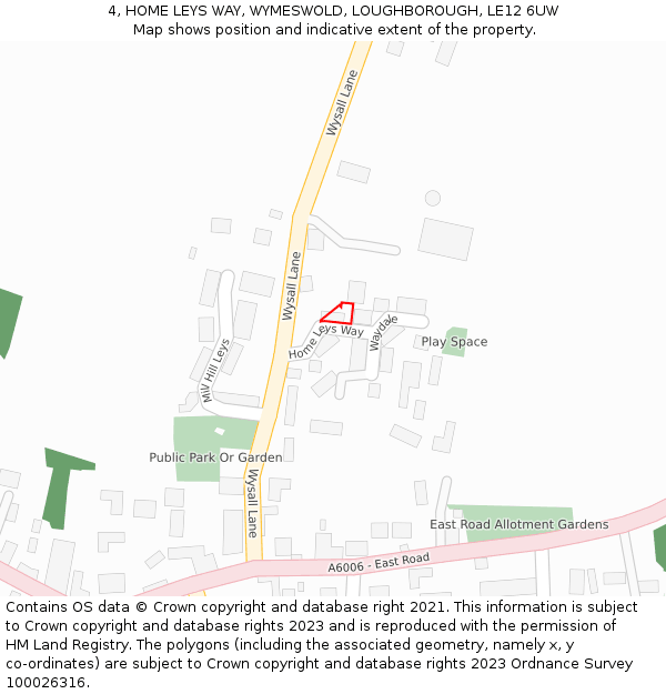 4, HOME LEYS WAY, WYMESWOLD, LOUGHBOROUGH, LE12 6UW: Location map and indicative extent of plot