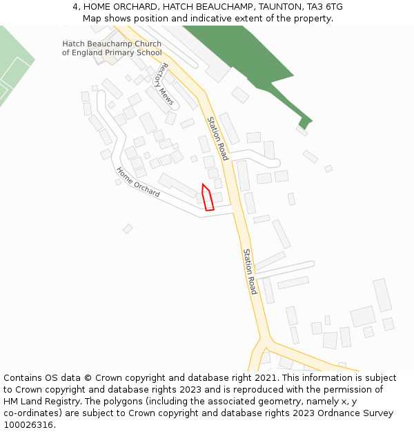 4, HOME ORCHARD, HATCH BEAUCHAMP, TAUNTON, TA3 6TG: Location map and indicative extent of plot