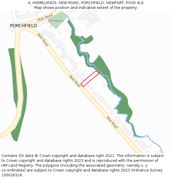 4, HOMELANDS, NEW ROAD, PORCHFIELD, NEWPORT, PO30 4LS: Location map and indicative extent of plot