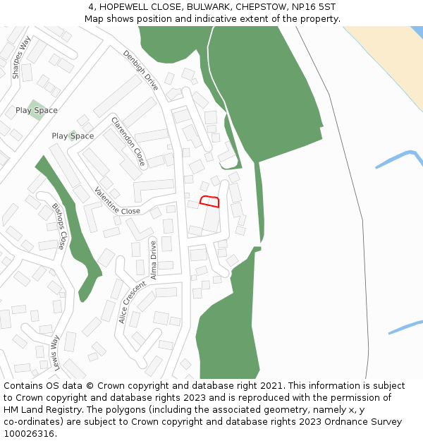 4, HOPEWELL CLOSE, BULWARK, CHEPSTOW, NP16 5ST: Location map and indicative extent of plot