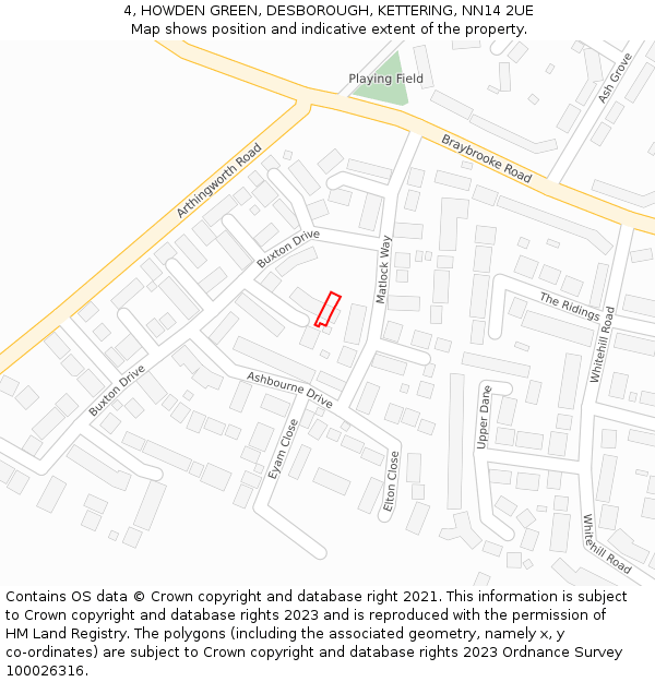 4, HOWDEN GREEN, DESBOROUGH, KETTERING, NN14 2UE: Location map and indicative extent of plot