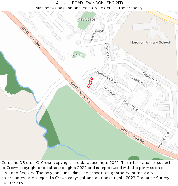 4, HULL ROAD, SWINDON, SN2 2FB: Location map and indicative extent of plot