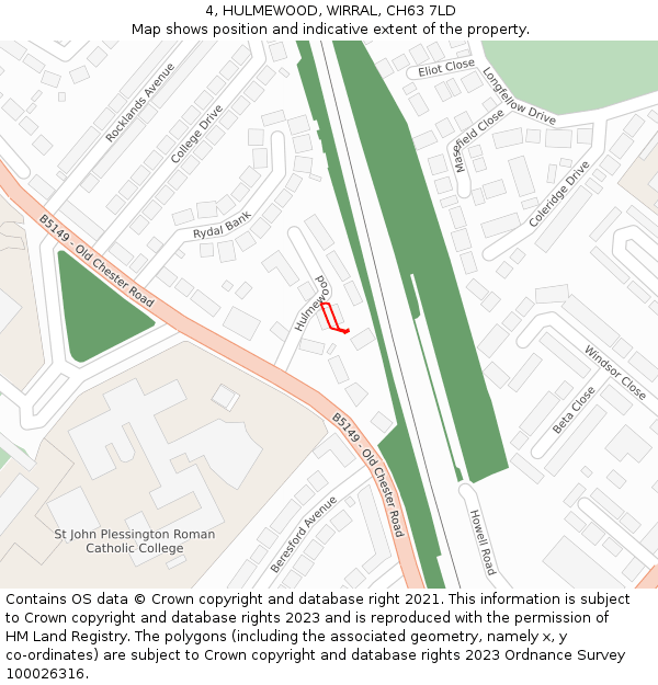 4, HULMEWOOD, WIRRAL, CH63 7LD: Location map and indicative extent of plot