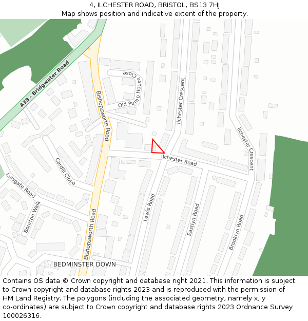 4, ILCHESTER ROAD, BRISTOL, BS13 7HJ: Location map and indicative extent of plot