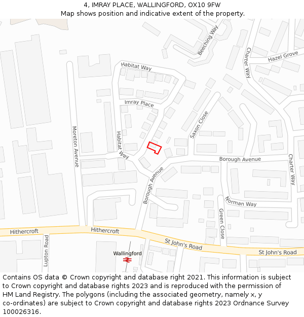 4, IMRAY PLACE, WALLINGFORD, OX10 9FW: Location map and indicative extent of plot