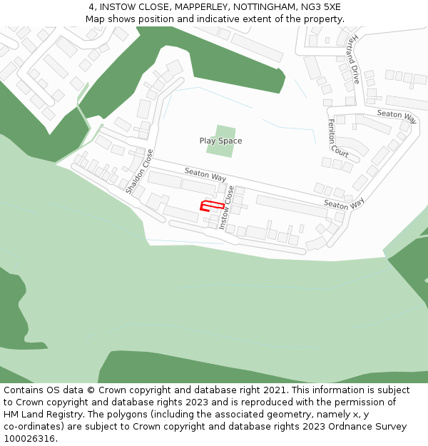 4, INSTOW CLOSE, MAPPERLEY, NOTTINGHAM, NG3 5XE: Location map and indicative extent of plot