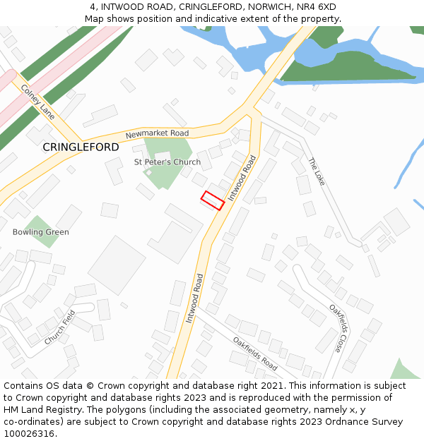 4, INTWOOD ROAD, CRINGLEFORD, NORWICH, NR4 6XD: Location map and indicative extent of plot