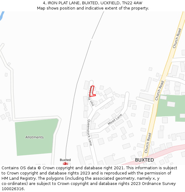 4, IRON PLAT LANE, BUXTED, UCKFIELD, TN22 4AW: Location map and indicative extent of plot