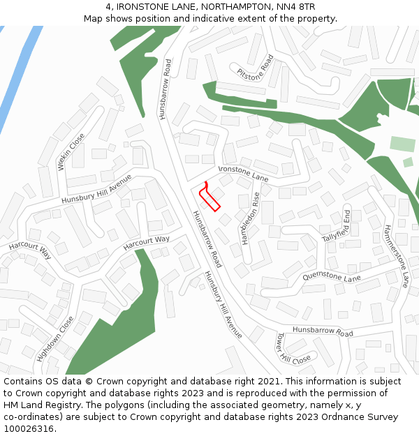 4, IRONSTONE LANE, NORTHAMPTON, NN4 8TR: Location map and indicative extent of plot