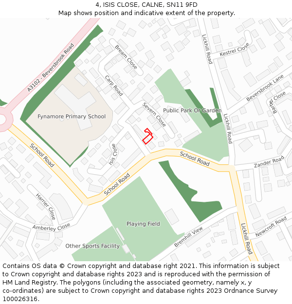 4, ISIS CLOSE, CALNE, SN11 9FD: Location map and indicative extent of plot