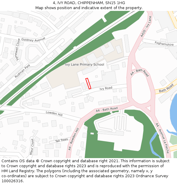 4, IVY ROAD, CHIPPENHAM, SN15 1HG: Location map and indicative extent of plot