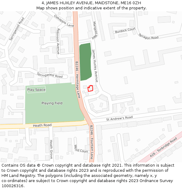 4, JAMES HUXLEY AVENUE, MAIDSTONE, ME16 0ZH: Location map and indicative extent of plot