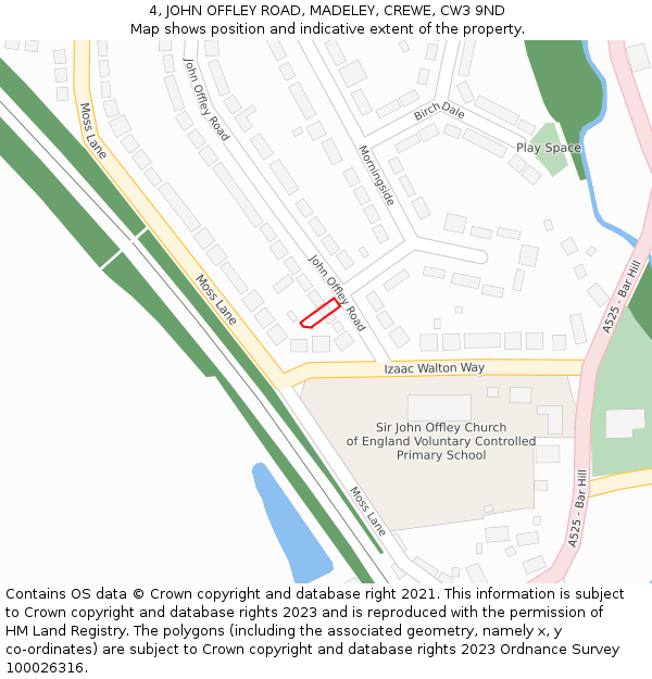 4, JOHN OFFLEY ROAD, MADELEY, CREWE, CW3 9ND: Location map and indicative extent of plot