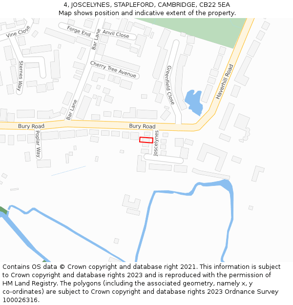 4, JOSCELYNES, STAPLEFORD, CAMBRIDGE, CB22 5EA: Location map and indicative extent of plot