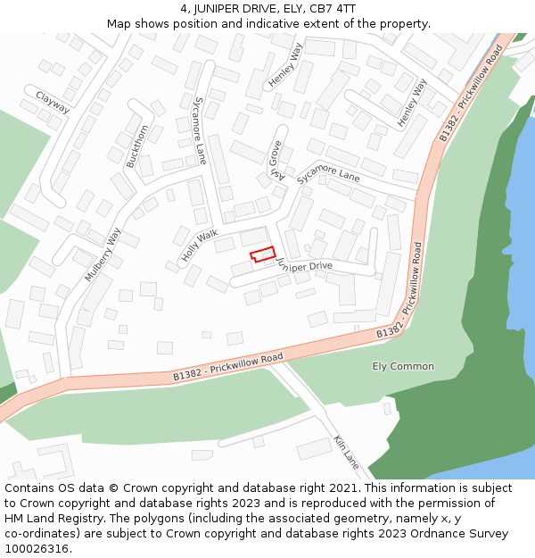 4, JUNIPER DRIVE, ELY, CB7 4TT: Location map and indicative extent of plot