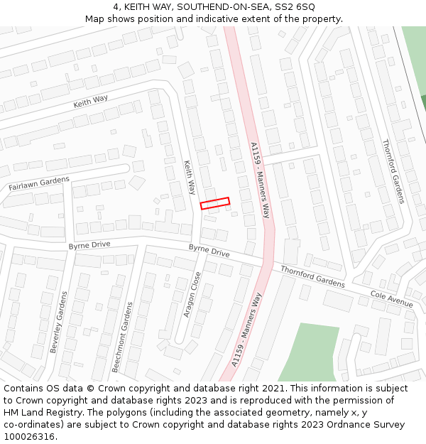 4, KEITH WAY, SOUTHEND-ON-SEA, SS2 6SQ: Location map and indicative extent of plot