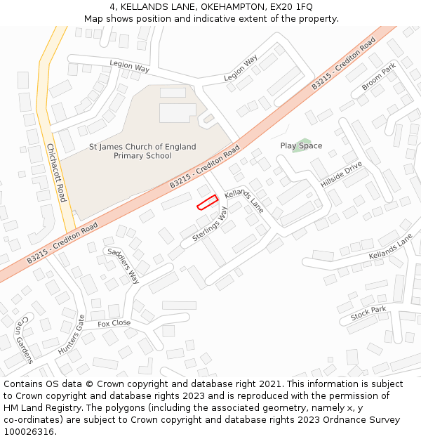 4, KELLANDS LANE, OKEHAMPTON, EX20 1FQ: Location map and indicative extent of plot