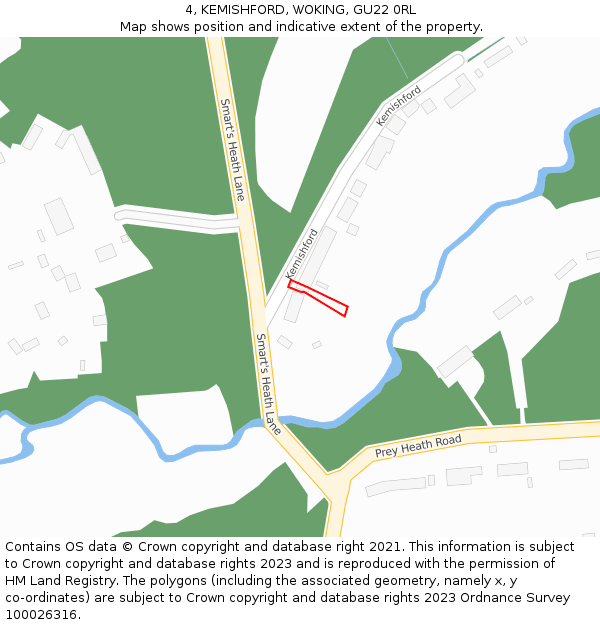 4, KEMISHFORD, WOKING, GU22 0RL: Location map and indicative extent of plot