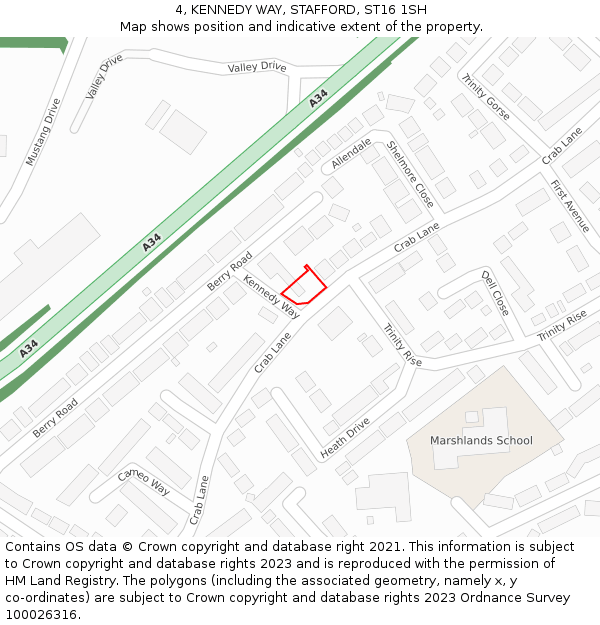 4, KENNEDY WAY, STAFFORD, ST16 1SH: Location map and indicative extent of plot