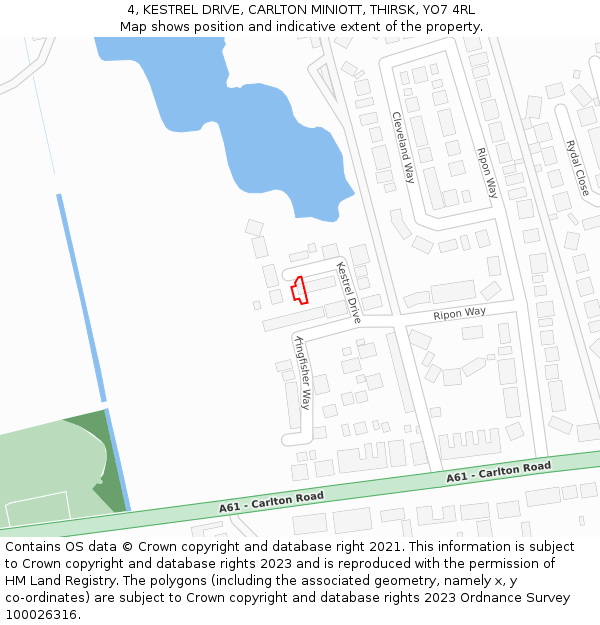 4, KESTREL DRIVE, CARLTON MINIOTT, THIRSK, YO7 4RL: Location map and indicative extent of plot