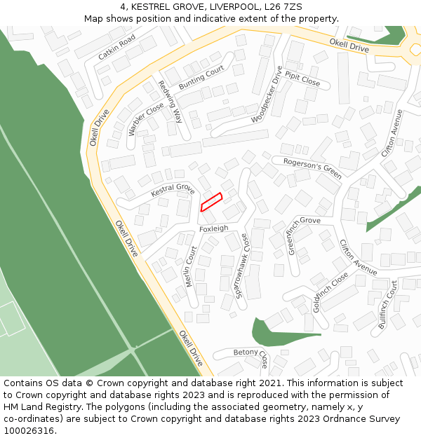 4, KESTREL GROVE, LIVERPOOL, L26 7ZS: Location map and indicative extent of plot