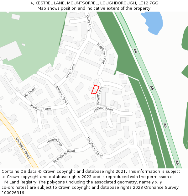 4, KESTREL LANE, MOUNTSORREL, LOUGHBOROUGH, LE12 7GG: Location map and indicative extent of plot