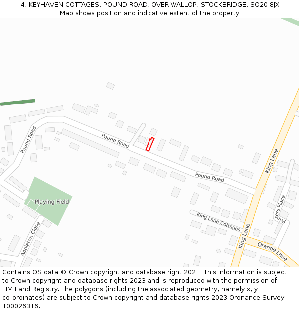 4, KEYHAVEN COTTAGES, POUND ROAD, OVER WALLOP, STOCKBRIDGE, SO20 8JX: Location map and indicative extent of plot