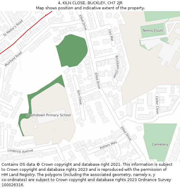 4, KILN CLOSE, BUCKLEY, CH7 2JR: Location map and indicative extent of plot