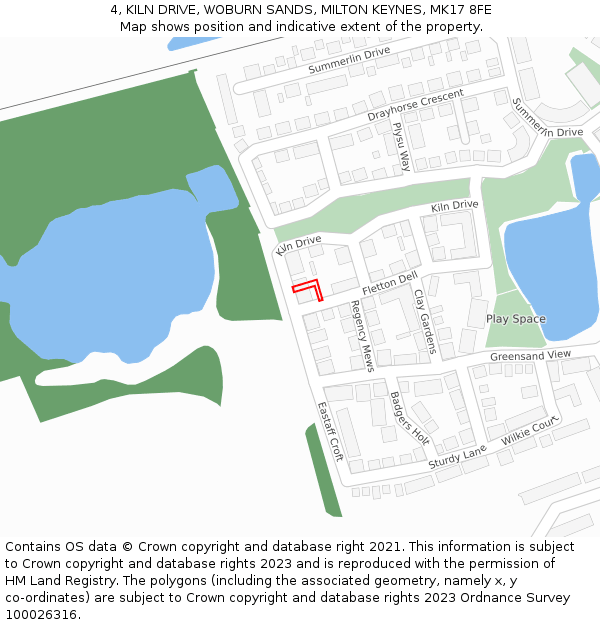 4, KILN DRIVE, WOBURN SANDS, MILTON KEYNES, MK17 8FE: Location map and indicative extent of plot