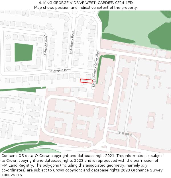 4, KING GEORGE V DRIVE WEST, CARDIFF, CF14 4ED: Location map and indicative extent of plot