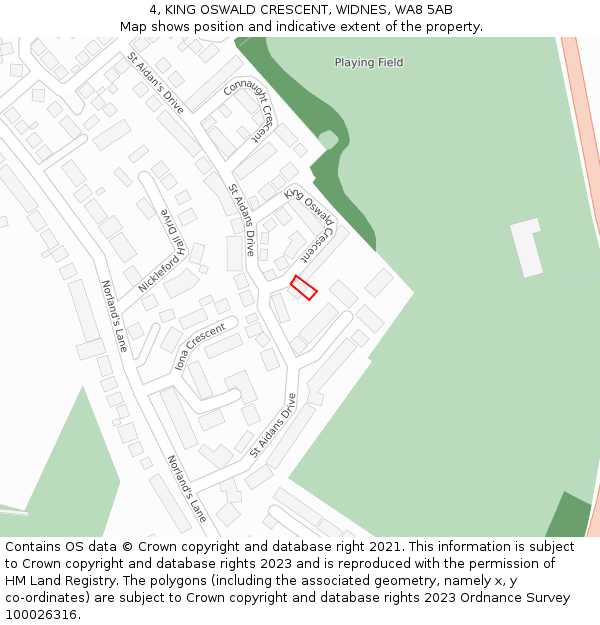 4, KING OSWALD CRESCENT, WIDNES, WA8 5AB: Location map and indicative extent of plot