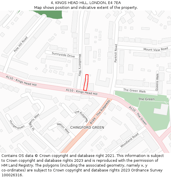 4, KINGS HEAD HILL, LONDON, E4 7EA: Location map and indicative extent of plot