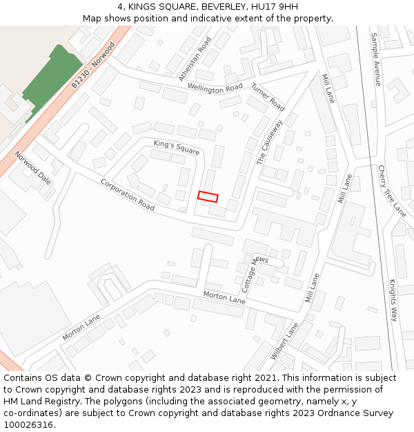 4, KINGS SQUARE, BEVERLEY, HU17 9HH: Location map and indicative extent of plot