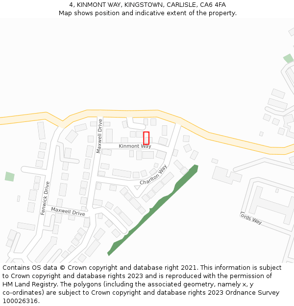 4, KINMONT WAY, KINGSTOWN, CARLISLE, CA6 4FA: Location map and indicative extent of plot