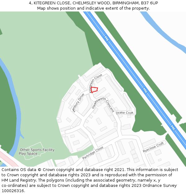 4, KITEGREEN CLOSE, CHELMSLEY WOOD, BIRMINGHAM, B37 6UP: Location map and indicative extent of plot