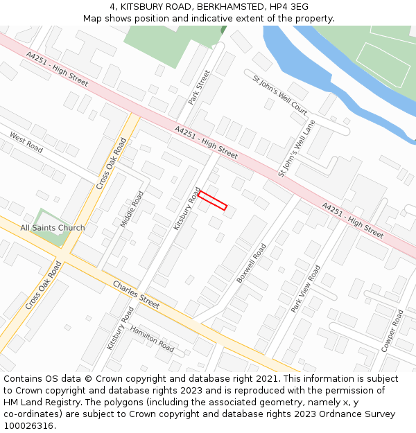 4, KITSBURY ROAD, BERKHAMSTED, HP4 3EG: Location map and indicative extent of plot