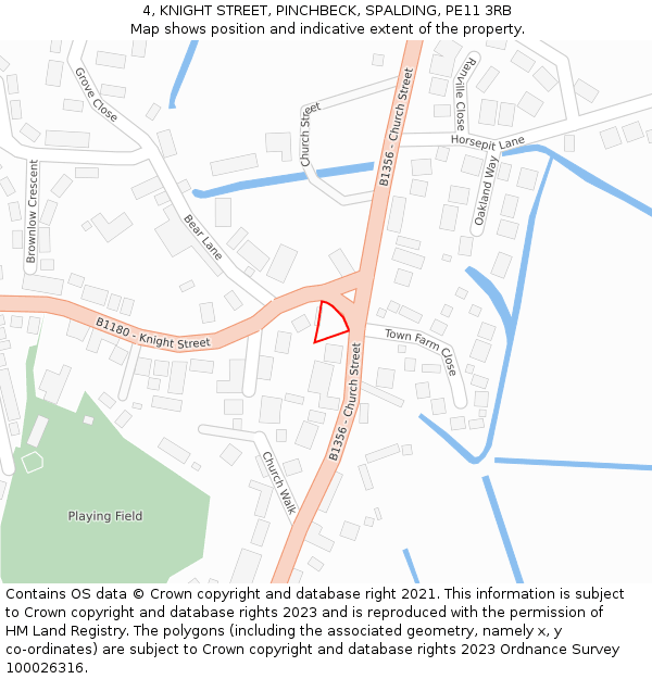 4, KNIGHT STREET, PINCHBECK, SPALDING, PE11 3RB: Location map and indicative extent of plot