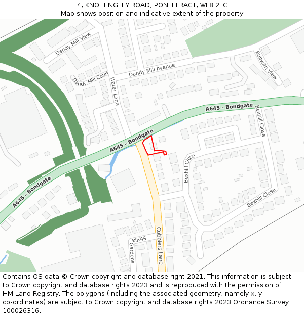 4, KNOTTINGLEY ROAD, PONTEFRACT, WF8 2LG: Location map and indicative extent of plot