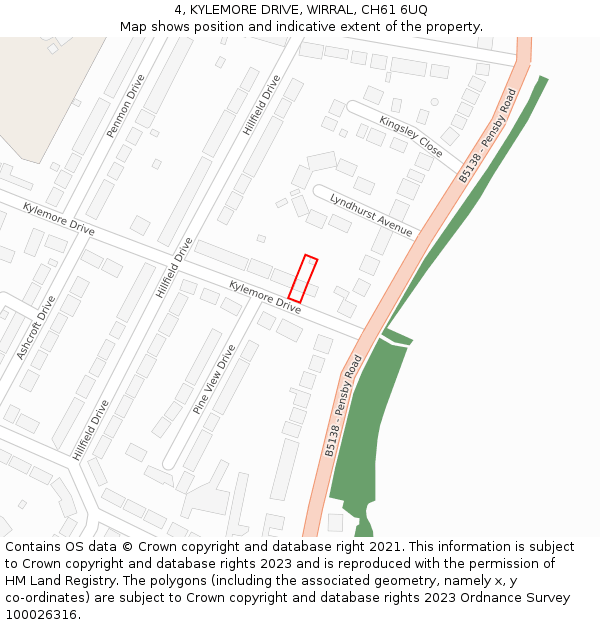 4, KYLEMORE DRIVE, WIRRAL, CH61 6UQ: Location map and indicative extent of plot