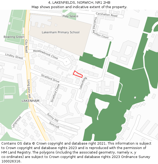 4, LAKENFIELDS, NORWICH, NR1 2HB: Location map and indicative extent of plot